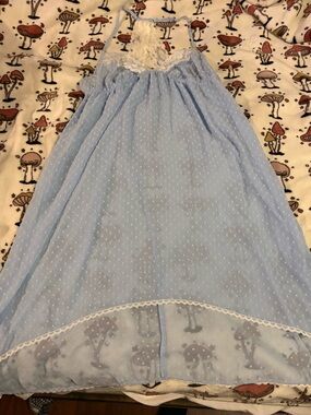 Apt. 9 Light Blue Swiss Dot Intimates Night Gown with White Lace Trim Size XL